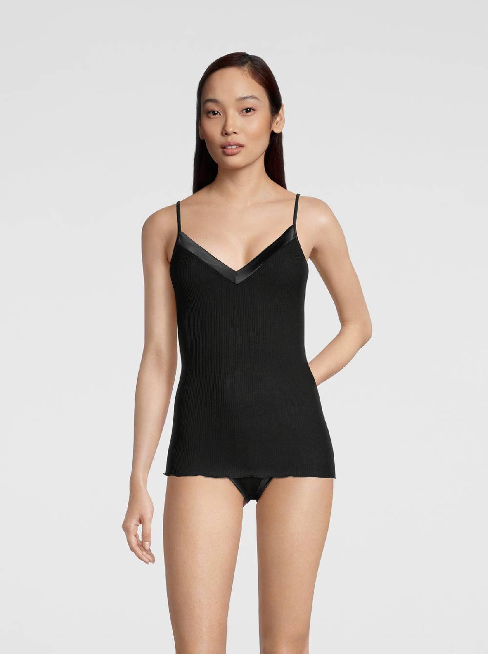 Oscalito Filoscozia Top Scollo V Con Bordi In Raso 16130