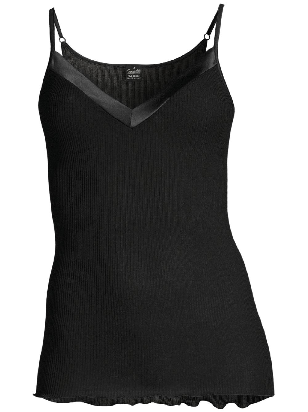 Oscalito Filoscozia Top Scollo V Con Bordi In Raso 16130