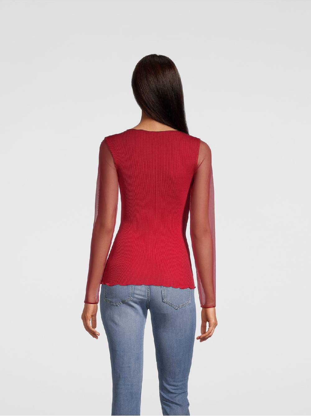 Oscalito Girocollo Maniche Lunghe Fascia Macramè Con Piccole Frange 6488