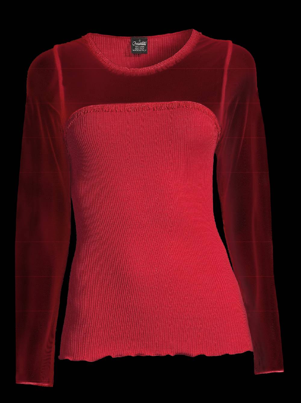 Oscalito Girocollo Maniche Lunghe Fascia Macramè Con Piccole Frange 6488