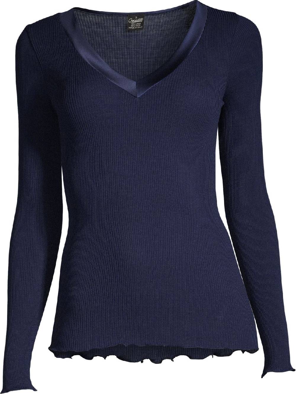 Oscalito Maglia A Maniche Lunghe Con Scollo A V In Raso Di Lana E Seta 4248