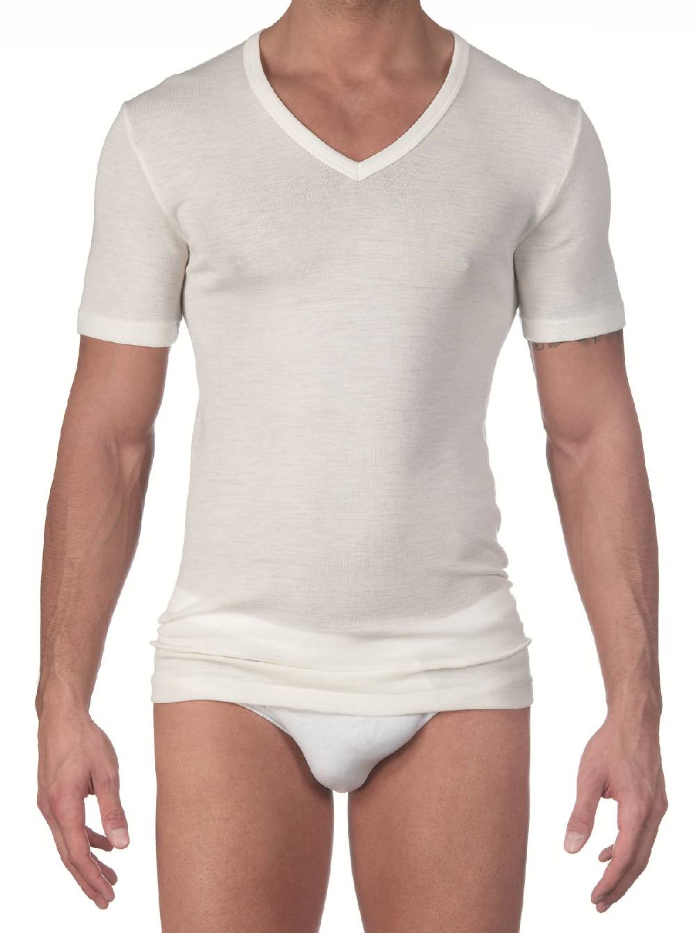 Oscalito T-shirt con scollo a V in lana merino 636