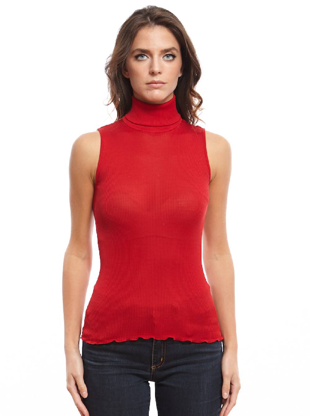 Oscalito Top dolcevita senza maniche in seta Shappe 9504