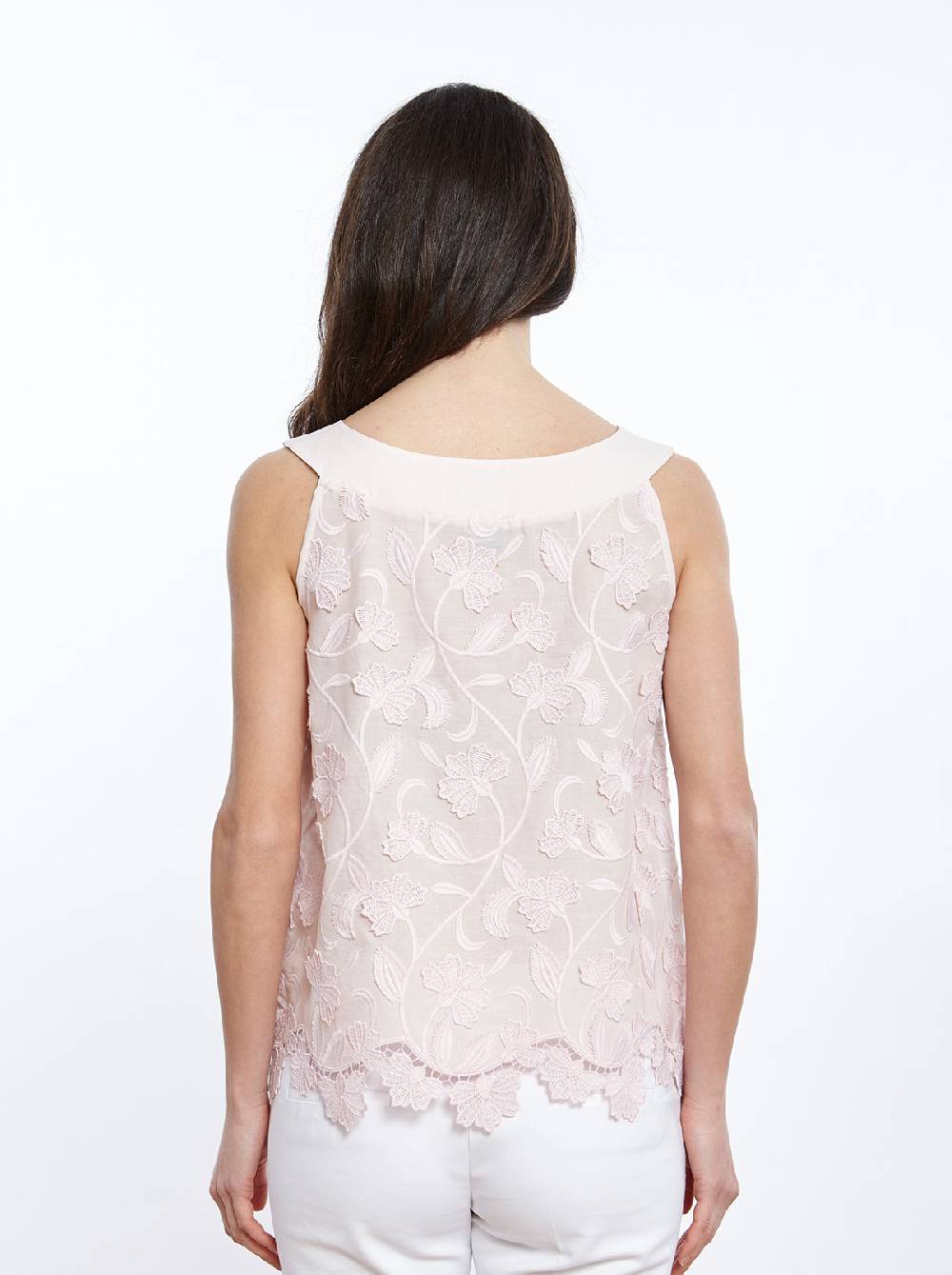 Oscalito Top In Voile Di Cotone Con Ricamo Surposé 4910