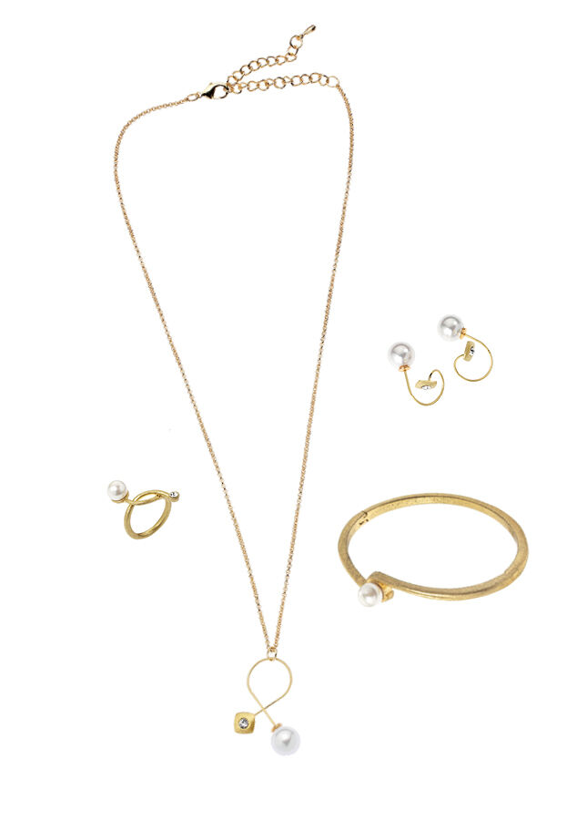 Ottaviani Anello In Metallo Placcato Oro 18k,perle Bijou