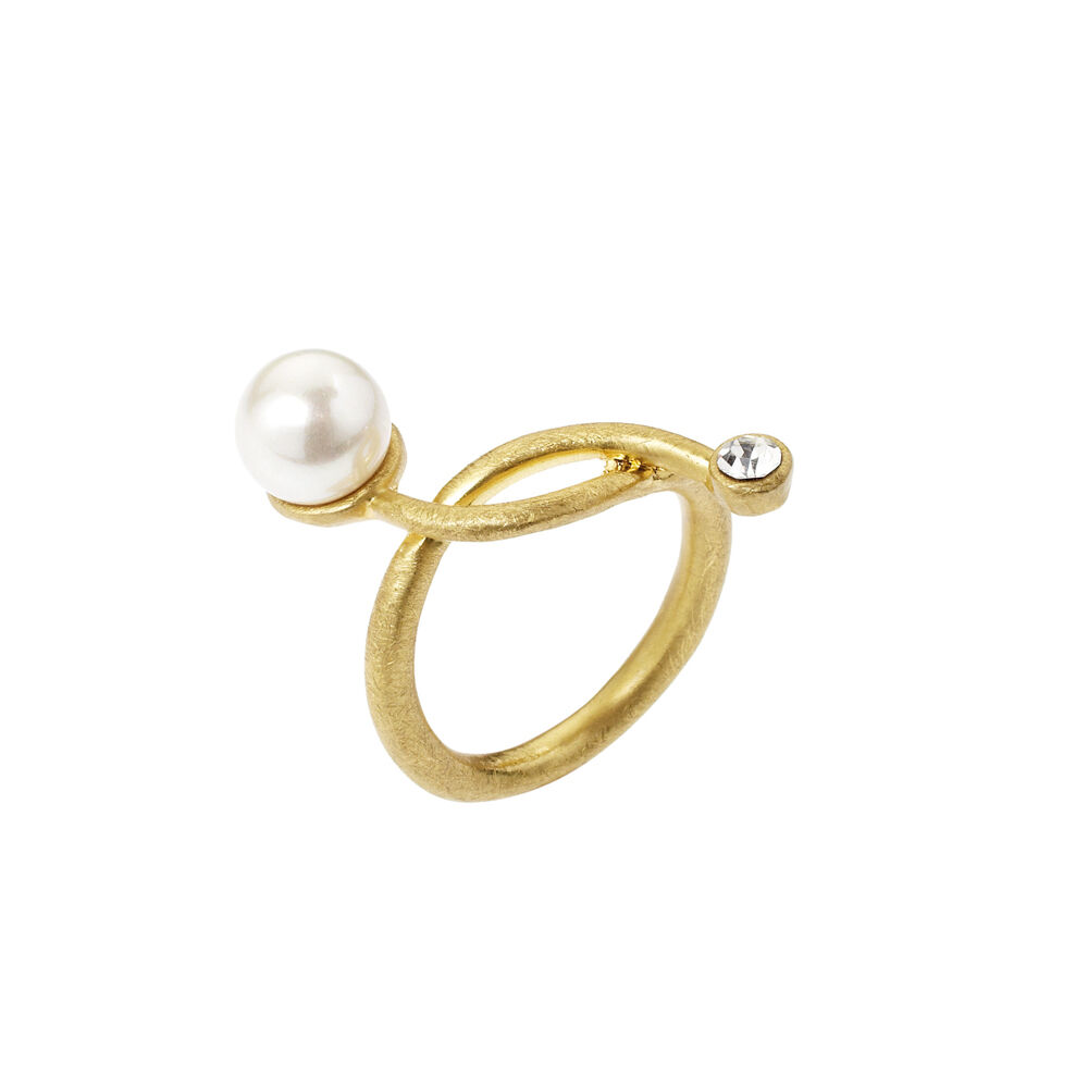 Ottaviani Anello in metallo placcato oro 18k,perle bijou