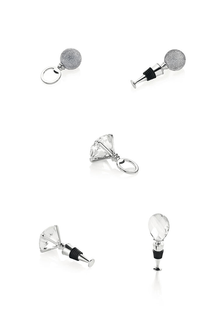 Ottaviani Apribottiglia In Metallo Argentato E Cristalli