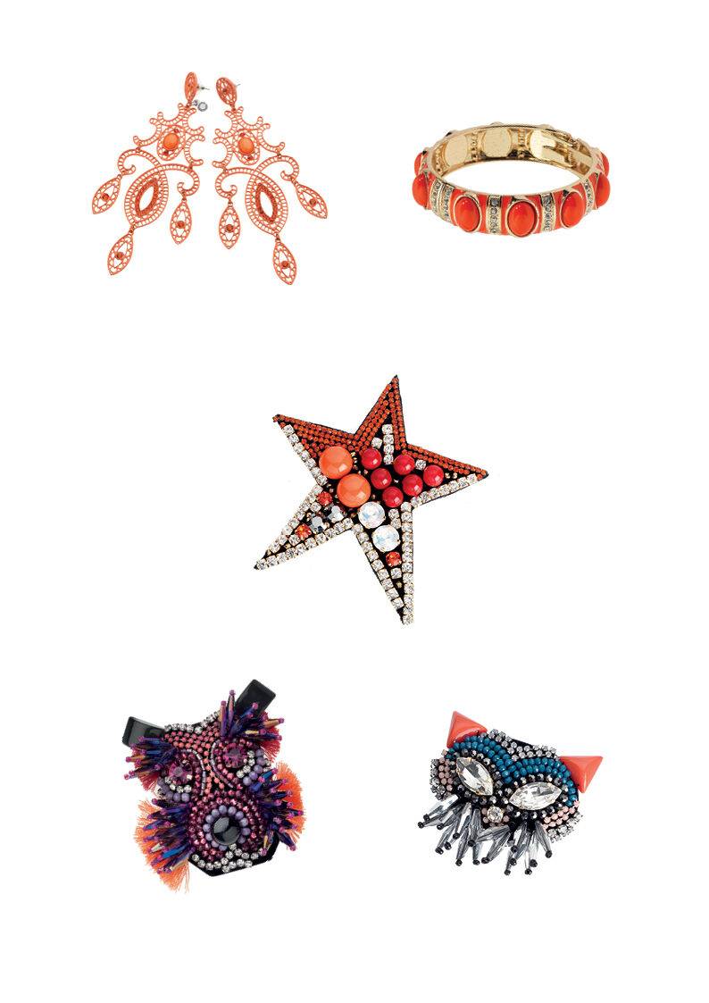 Ottaviani Bangle Dorato Con Smalti Corallo E Strass