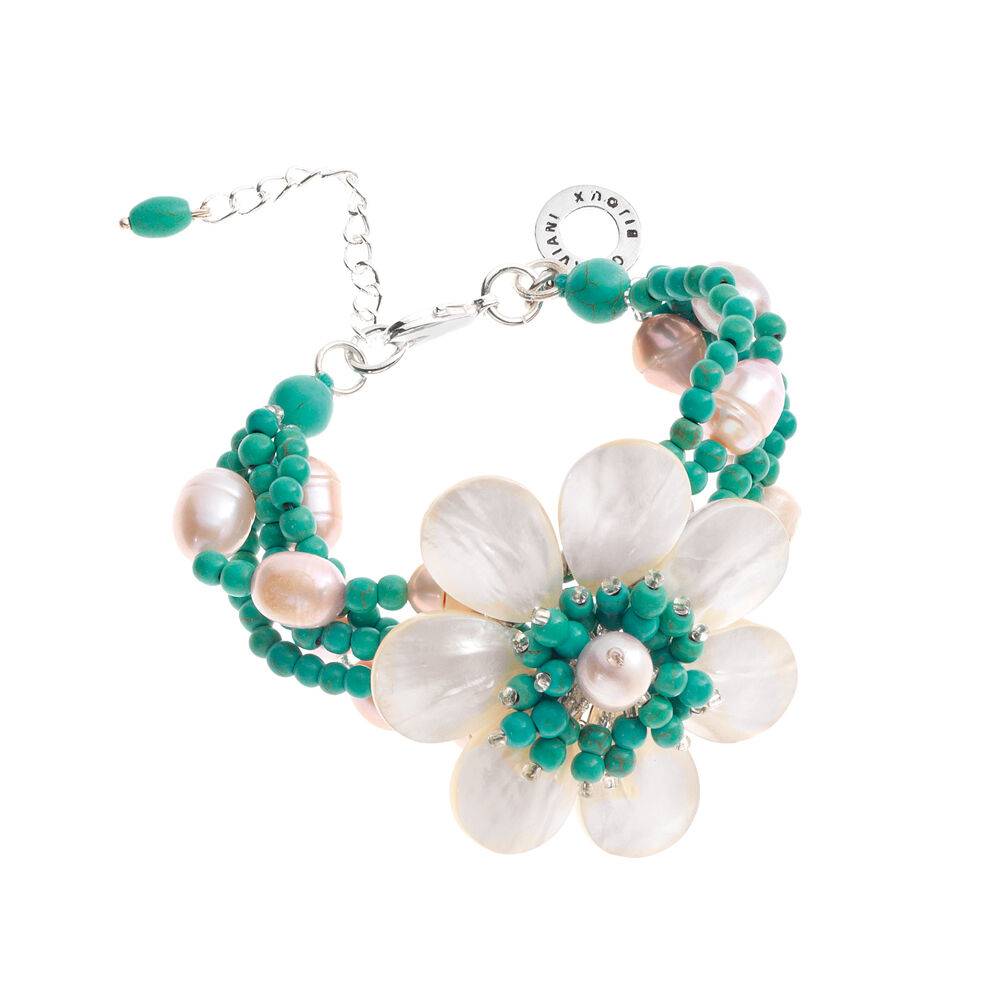 Ottaviani Bracciale con turchesi,perle e madreperla