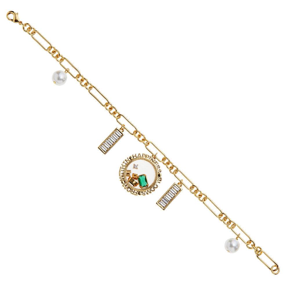 Ottaviani Bracciale dorato con cubic zirconia e perle