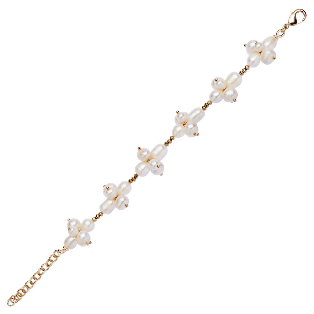 Ottaviani Bracciale dorato con perle di vetro e perle fi