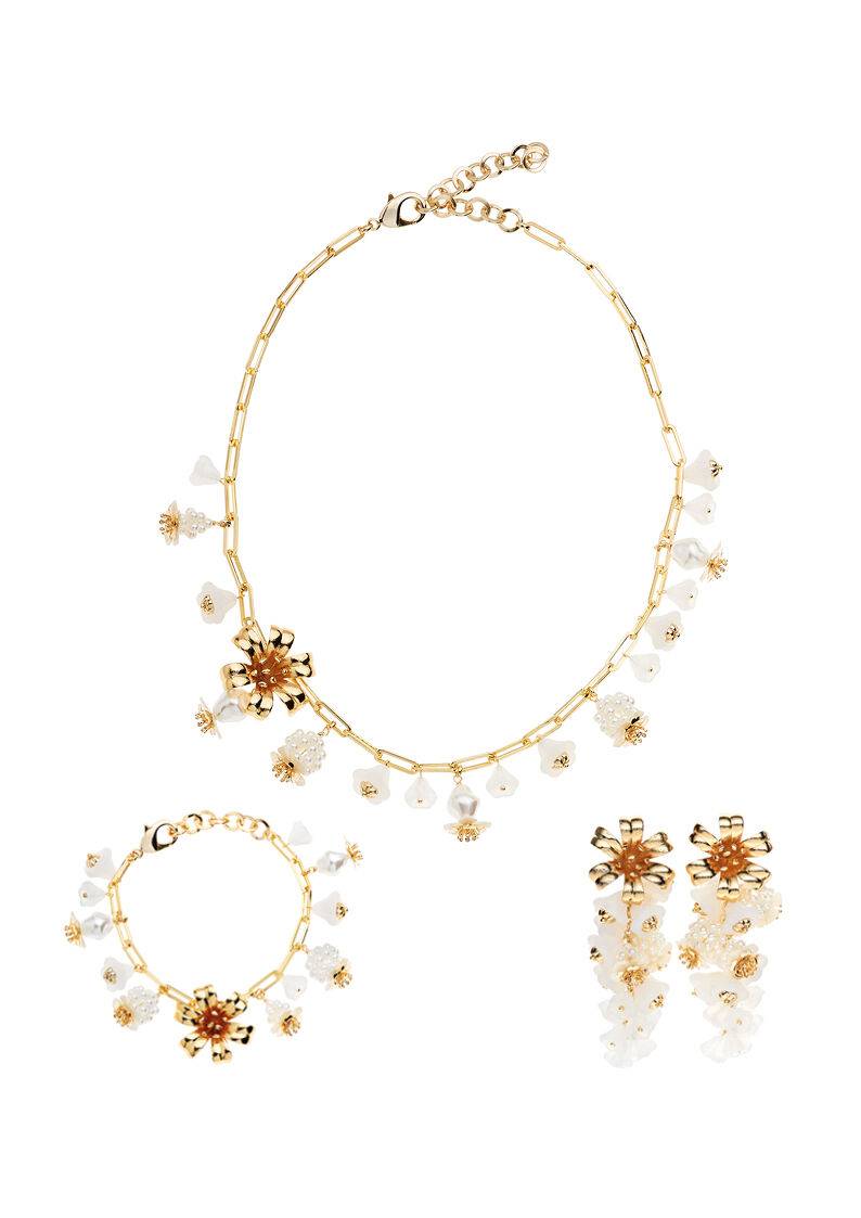 Ottaviani Bracciale Dorato Con Perle Perline E Fiori Vet