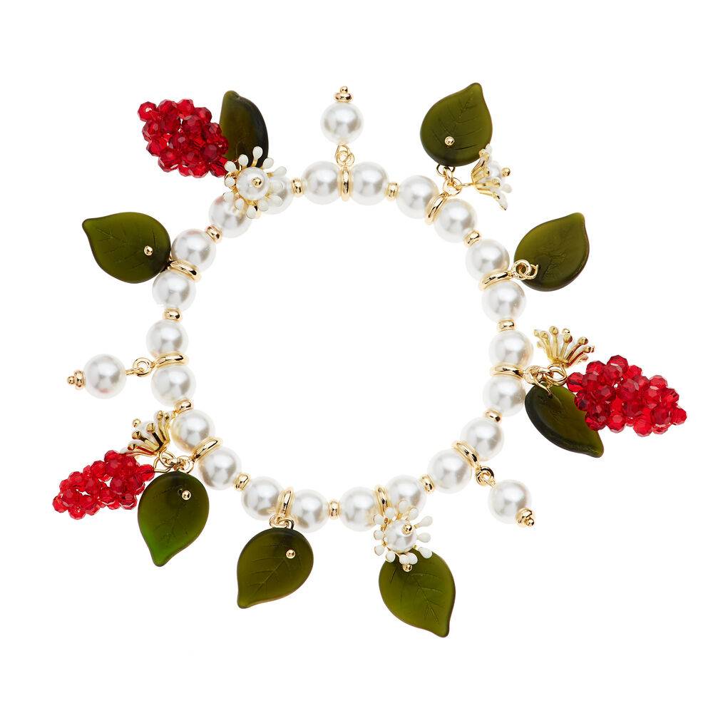 Ottaviani Bracciale elastico con perle di vetro e perlin