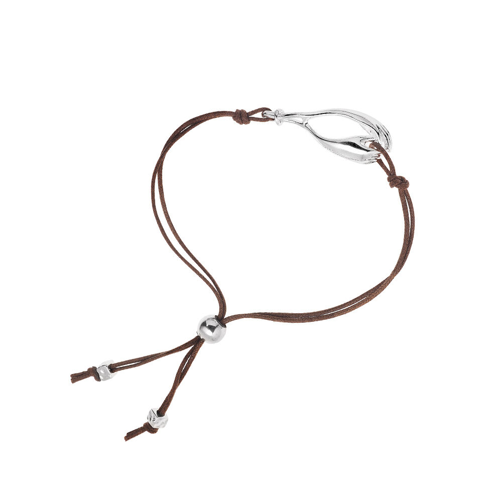 Ottaviani Bracciale in argento c/cotone cerato"abbraccio