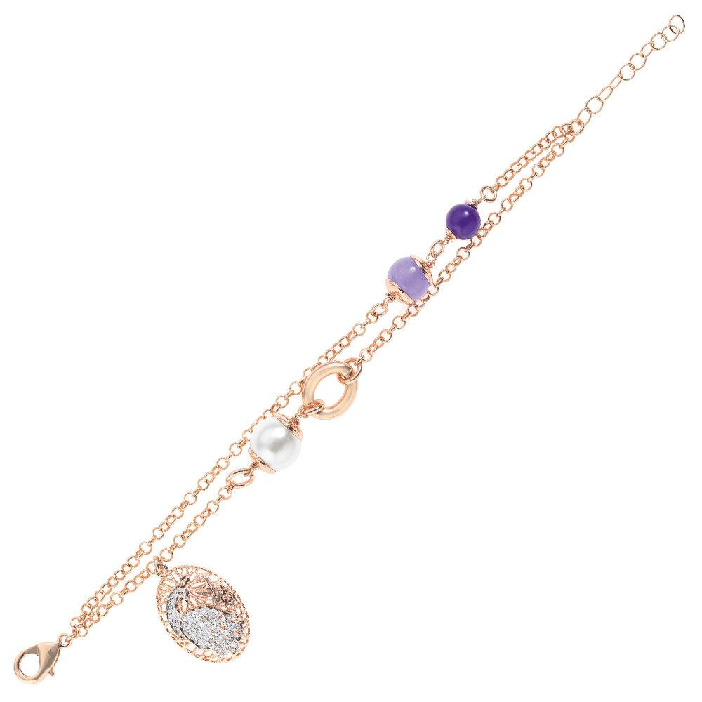 Ottaviani Bracciale in bronzo c/glitter arg,agata,perla