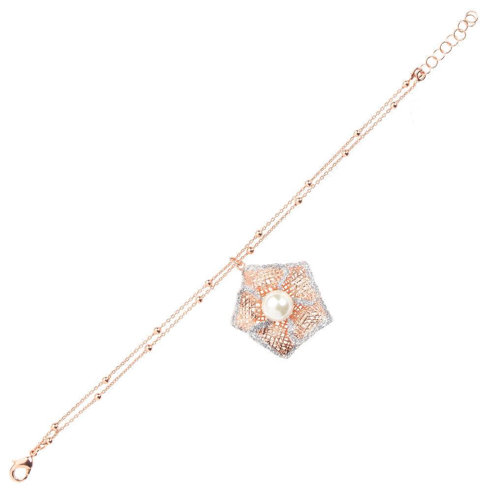 Ottaviani Bracciale in bronzo c/glitter argento, perla