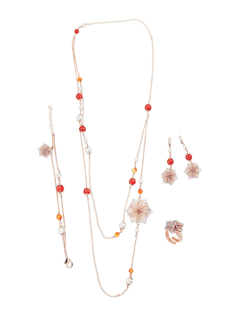 Ottaviani Bracciale In Bronzo Con Glitter Arg E Perle Bj