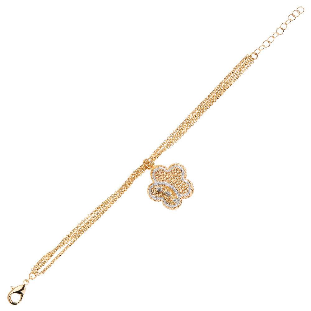 Ottaviani Bracciale in bronzo dorato con glitter argento