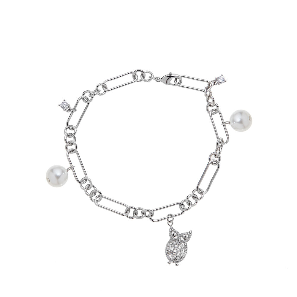 Ottaviani Bracciale rodiato con cubic zirconia e perle