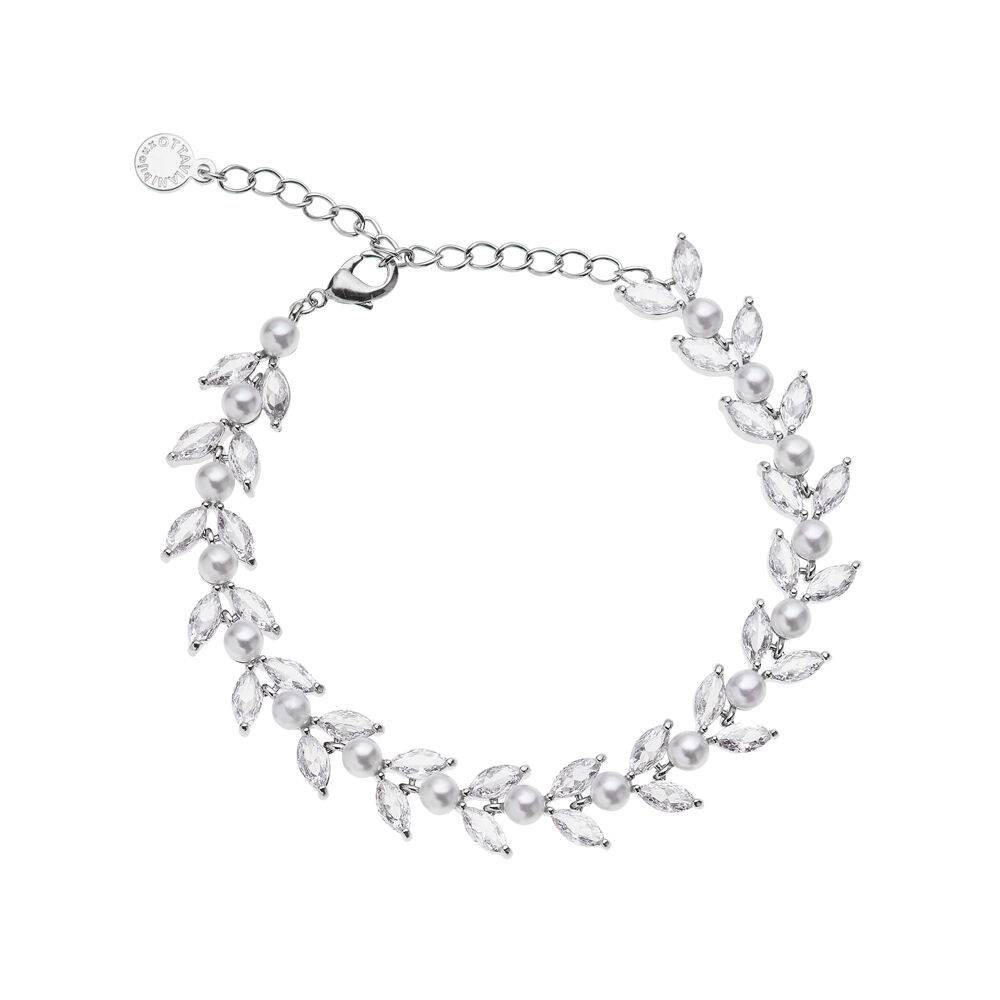 Ottaviani Bracciale rodiato con cubic zirconia e perle