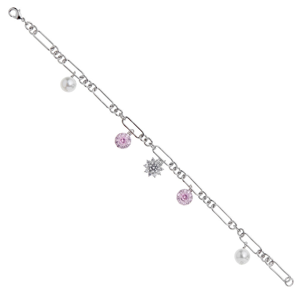 Ottaviani Bracciale rodiato con cubic zirconia e perle
