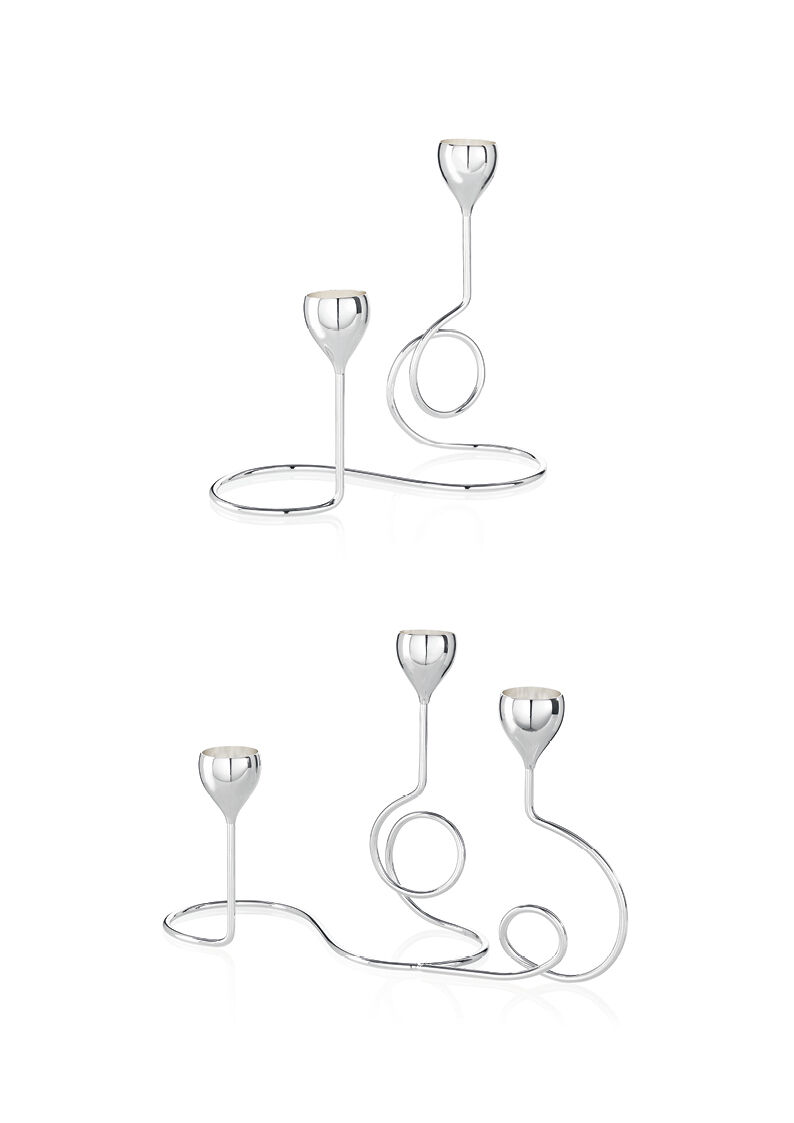 Ottaviani Candeliere A 2 Fiamme In Metallo Argentato