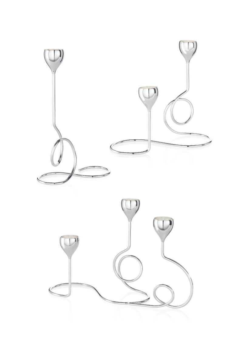 Ottaviani Candeliere A 2 Fiamme In Metallo Argentato