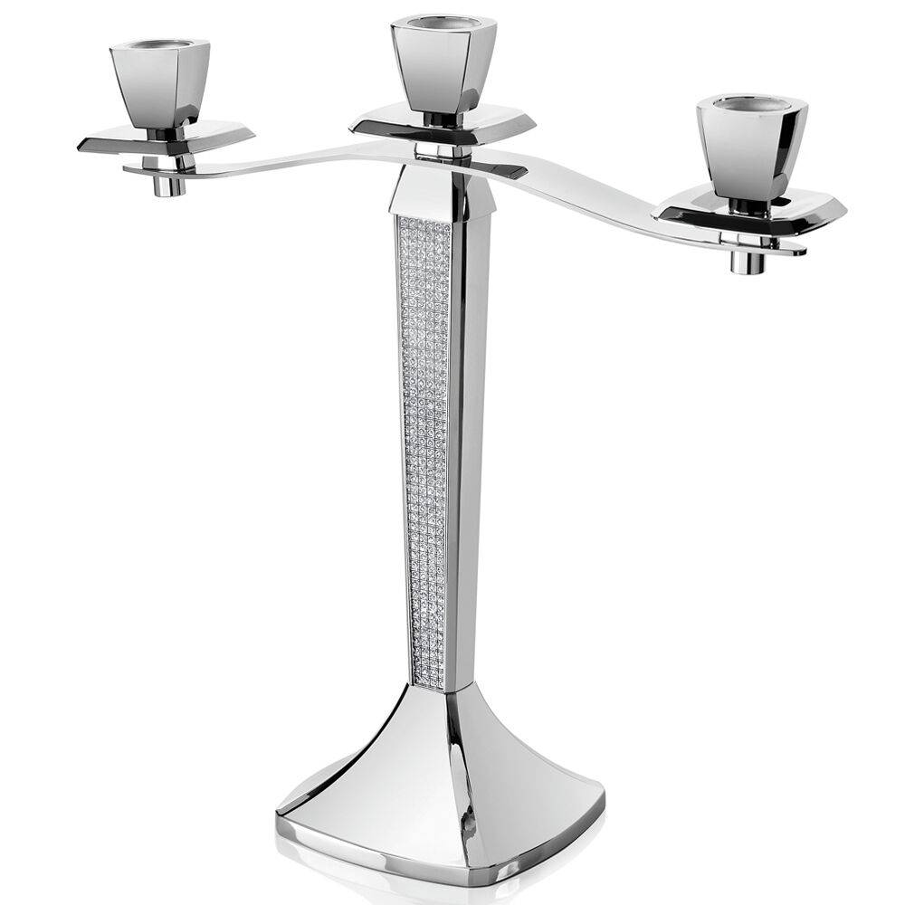 Ottaviani Candeliere a 3 fiamme con glitter h.cm.31