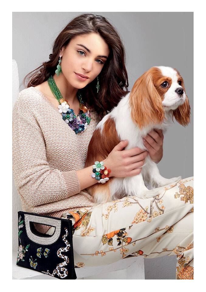 Ottaviani Clutch In Raso Di Seta C/perline,crist.strass