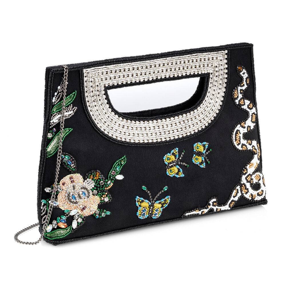 Ottaviani Clutch in raso di seta c/perline,crist.strass