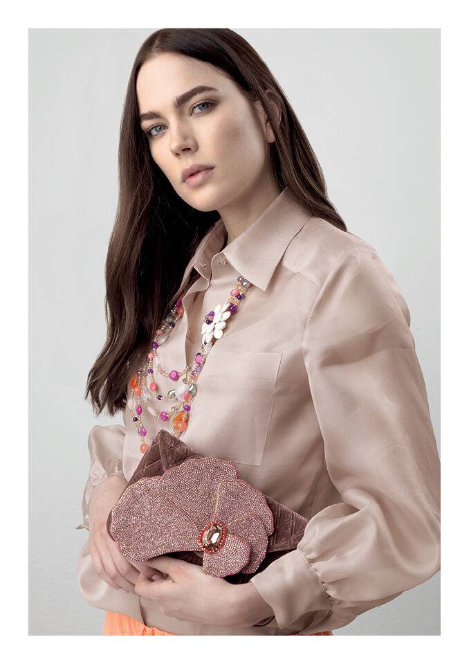 Ottaviani Clutch In Velluto Con Cristalli,perline Strass