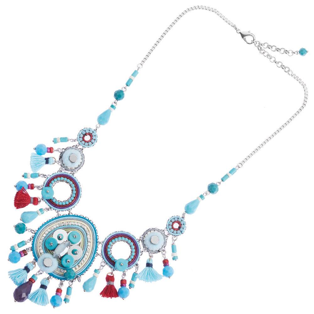 Ottaviani Collana con cristalli,resina,perline e strass