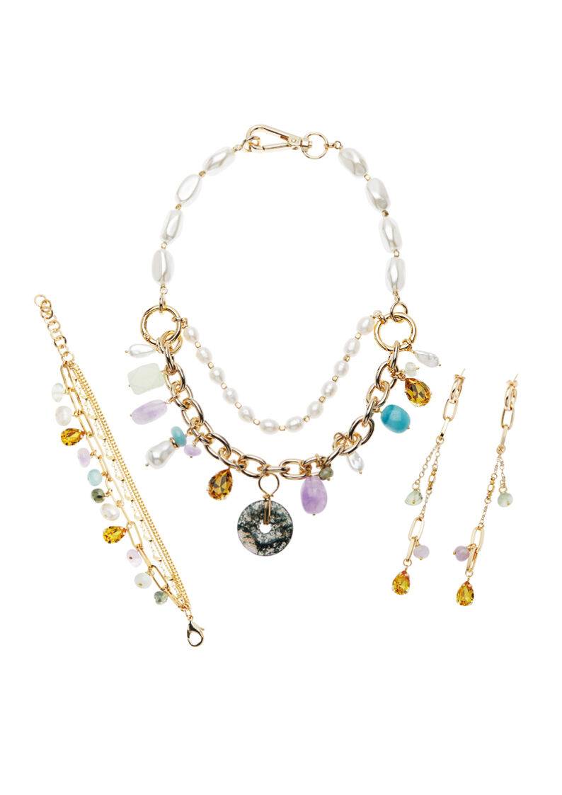 Ottaviani Collana Con Perle Bijoux,quarzi,resine E Crist