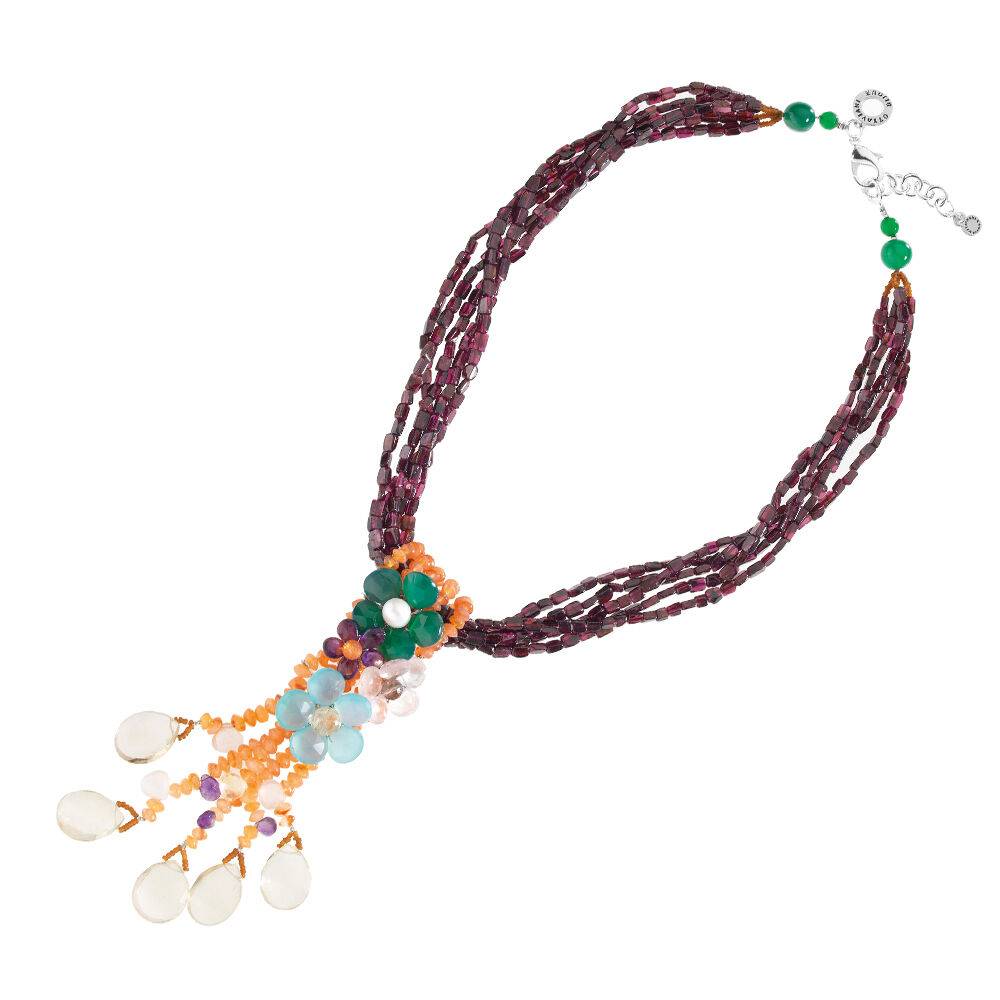Ottaviani Collana con perle,granata,ametista,topazio qua