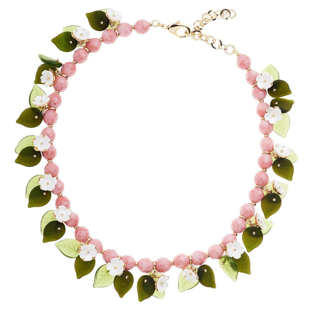 Ottaviani Collana con perline di vetro fiori in resina