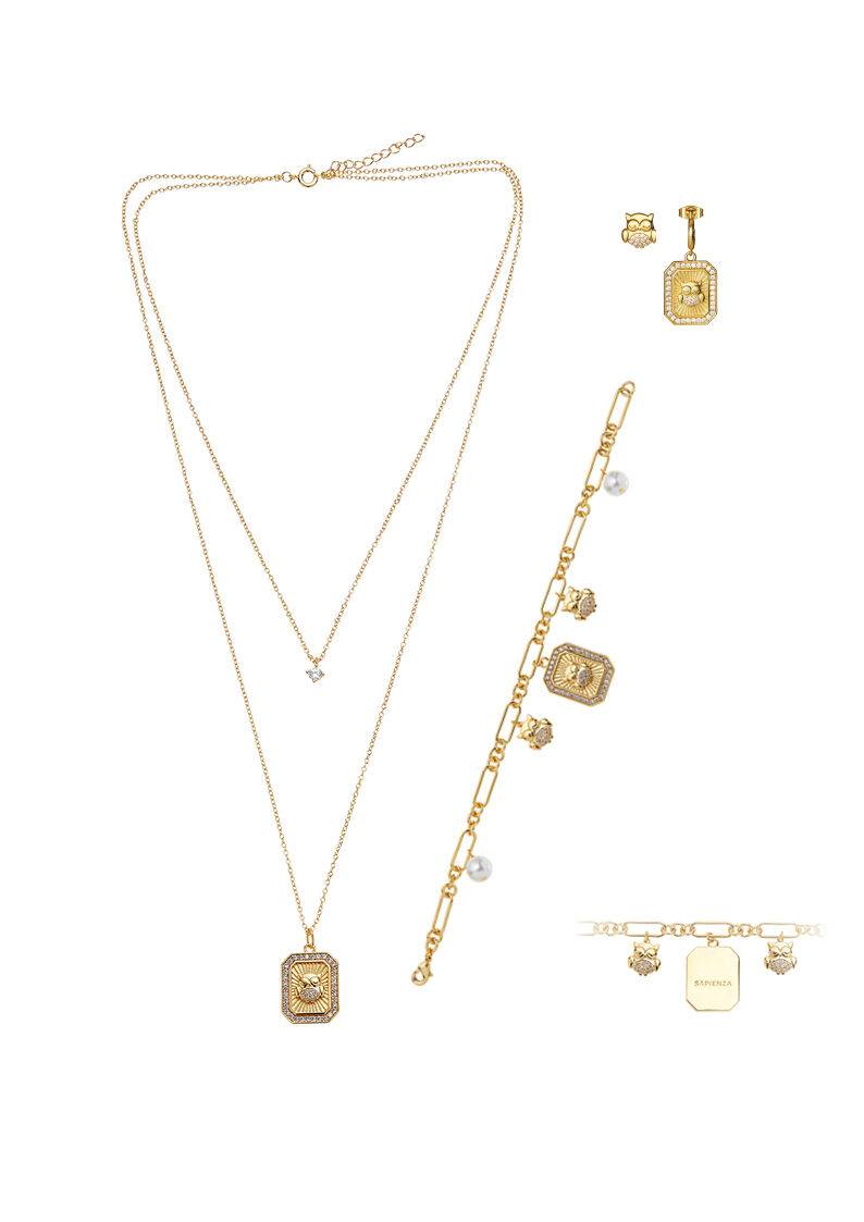 Ottaviani Collana Doppio Filo Dorata Con Cubic Zirconia