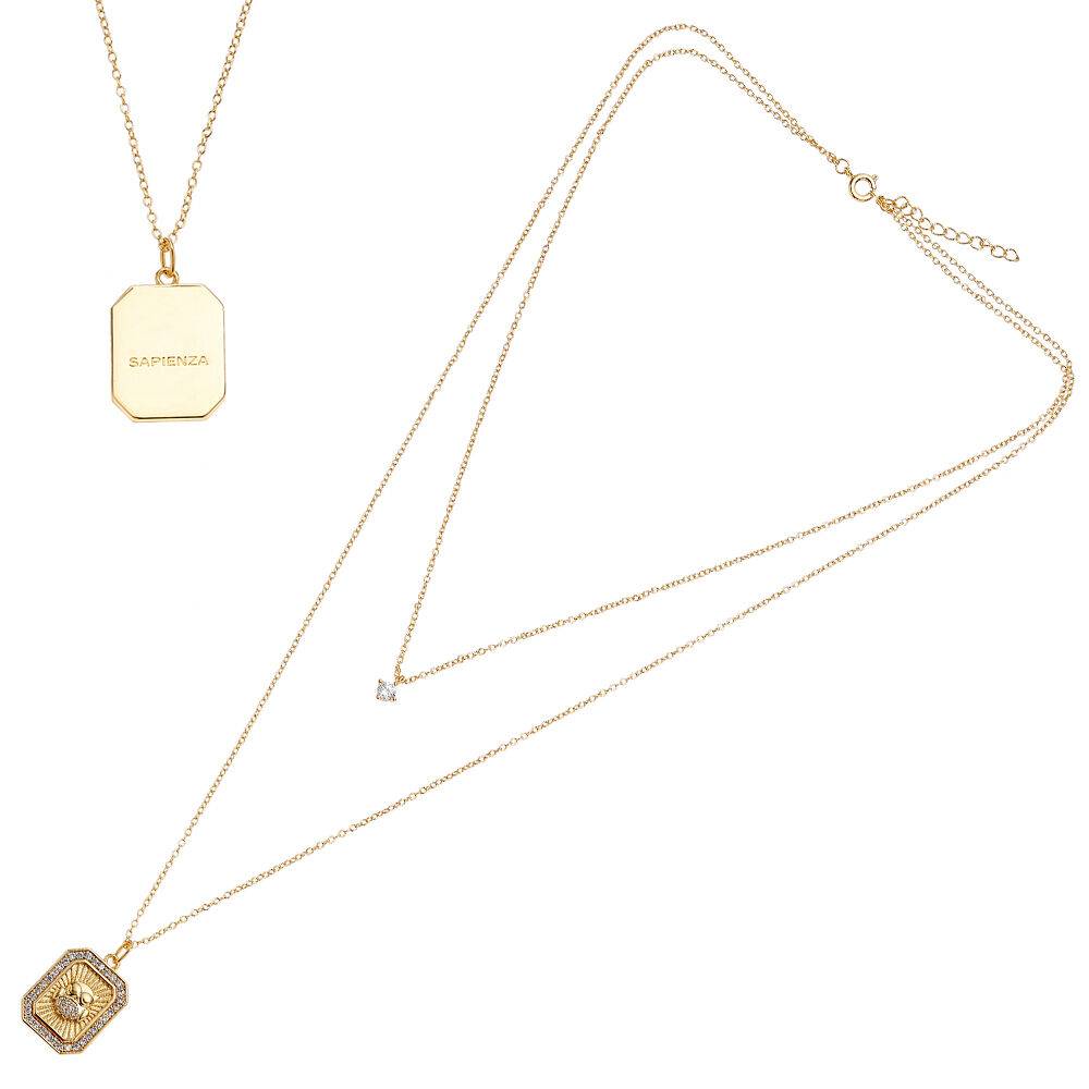 Ottaviani Collana doppio filo dorata con cubic zirconia