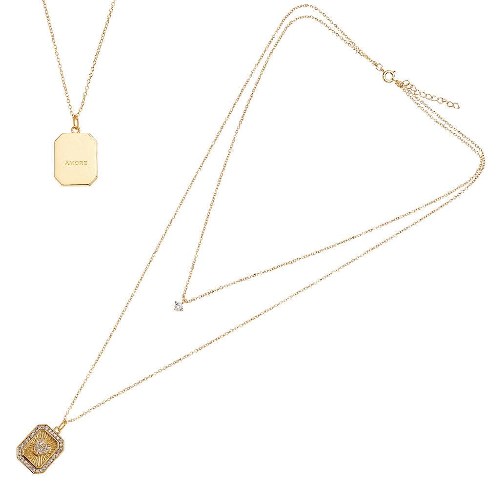 Ottaviani Collana doppio filo dorata con cubic zirconia