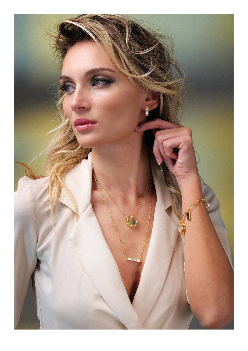 Ottaviani Collana Doppio Filo Dorata Con Cubic Zirconia