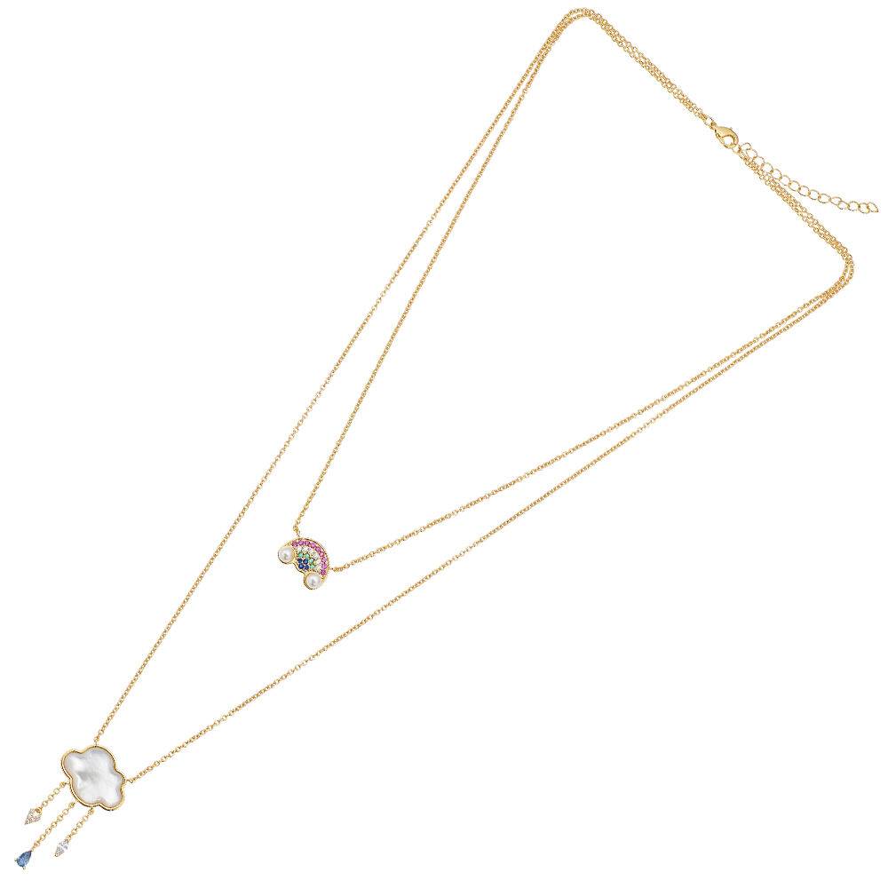 Ottaviani Collana doppio filo dorato arcobaleno e nuvole