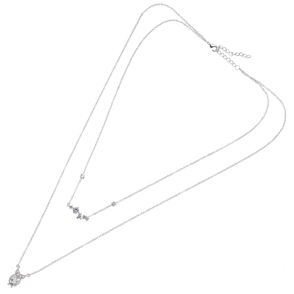 Ottaviani Collana doppio filo rodiata con cubic zirconia