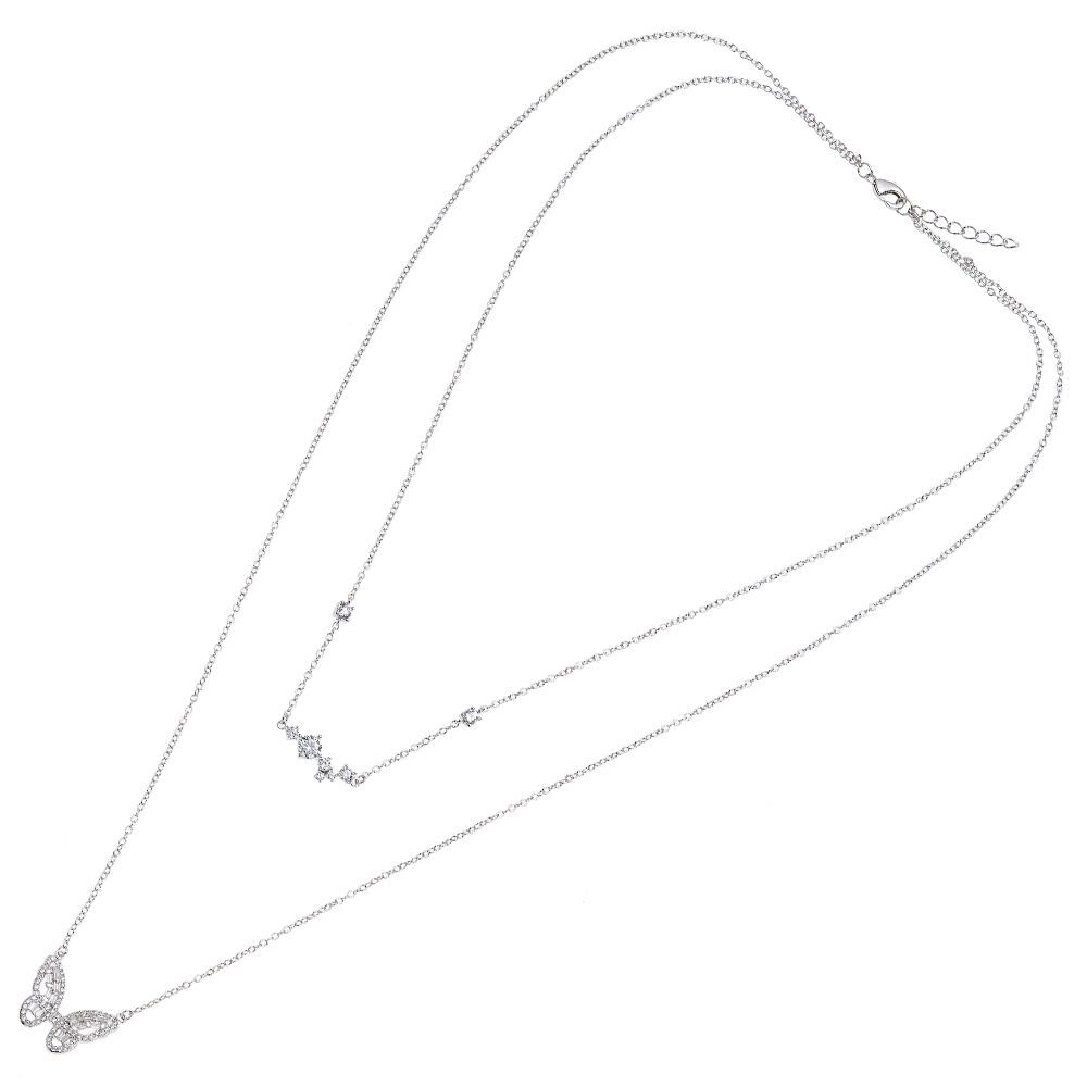 Ottaviani Collana doppio filo rodiata con cubic zirconia