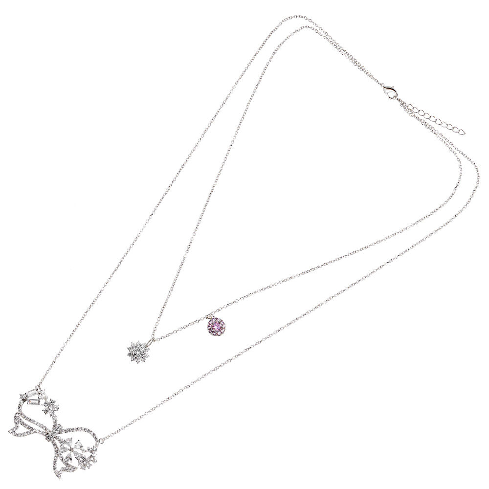 Ottaviani Collana doppio filo rodiata con cubic zirconia