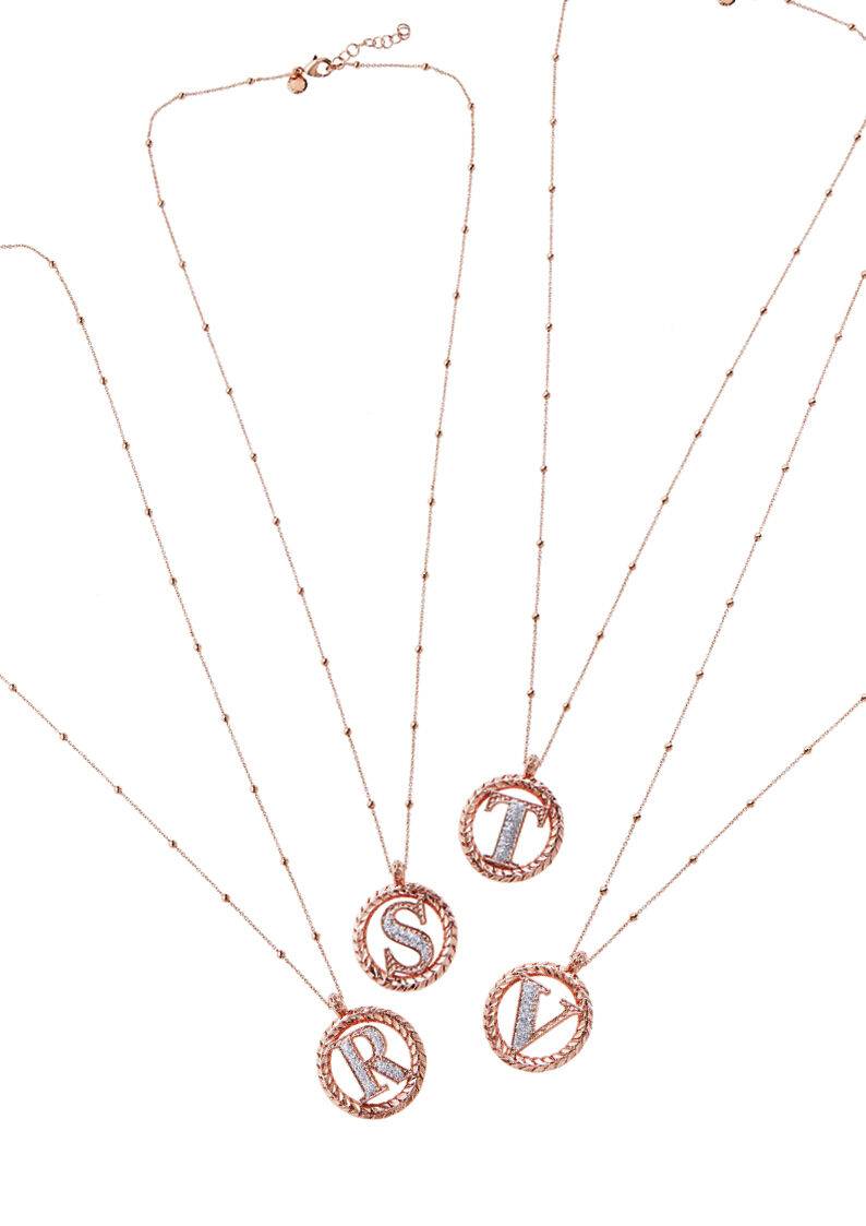 Ottaviani Collana In Bronzo Oro Rosa Con Glitter Argento