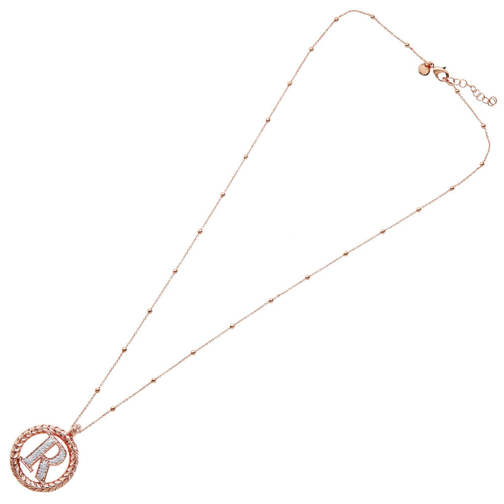 Ottaviani Collana in bronzo oro rosa con glitter argento