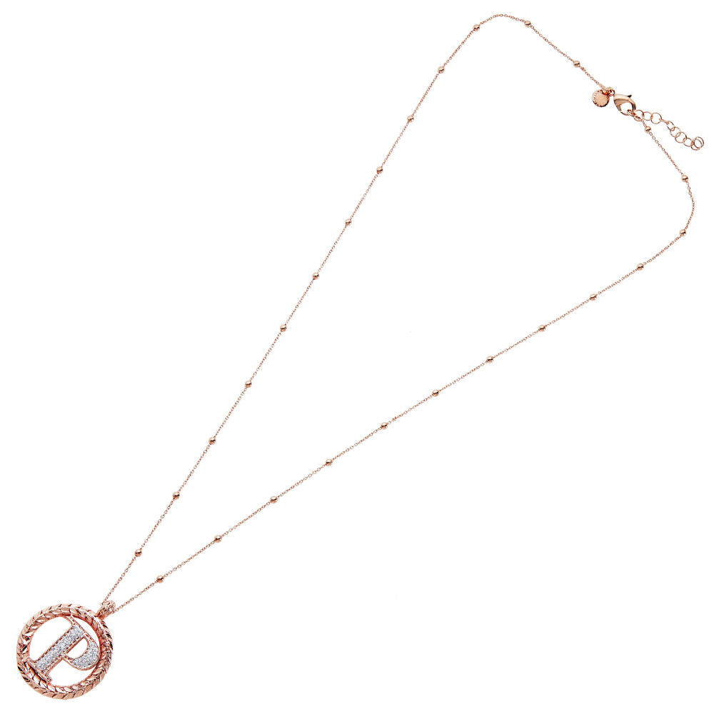 Ottaviani Collana in bronzo oro rosa con glitter argento