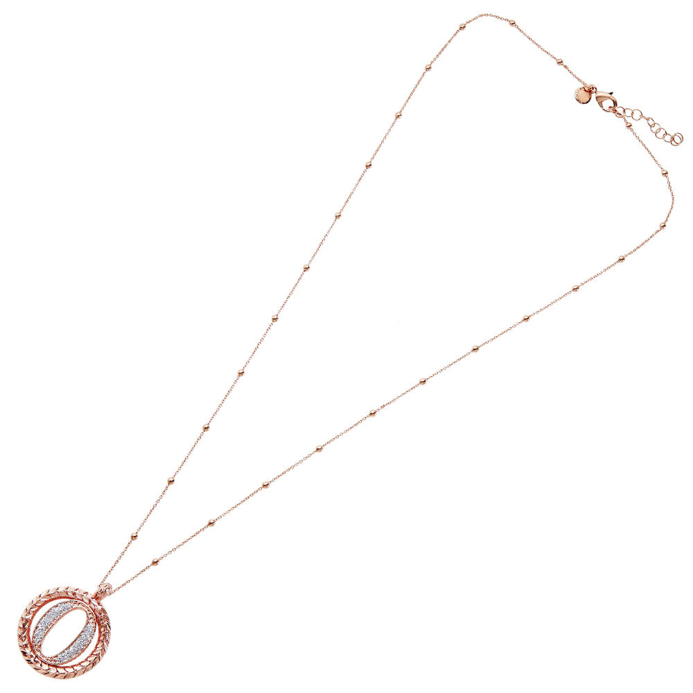 Ottaviani Collana in bronzo oro rosa con glitter argento