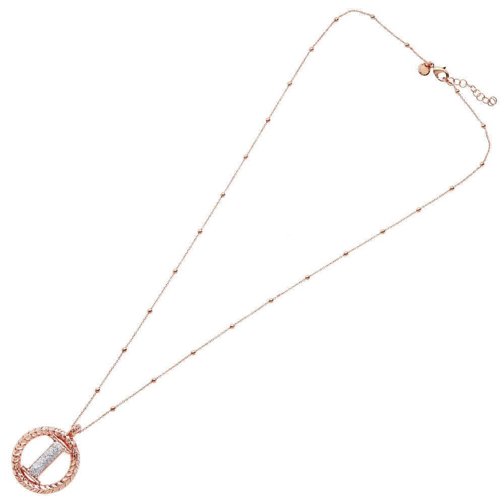 Ottaviani Collana in bronzo oro rosa con glitter argento