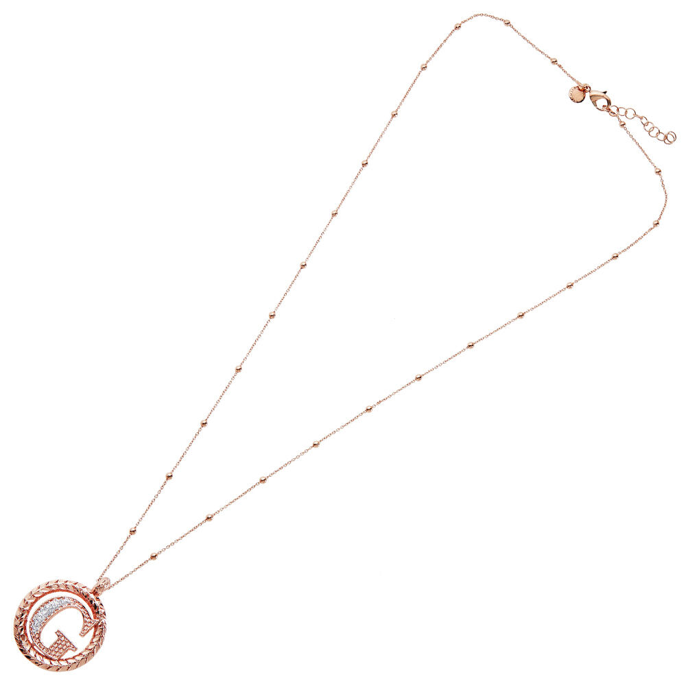 Ottaviani Collana in bronzo oro rosa con glitter argento