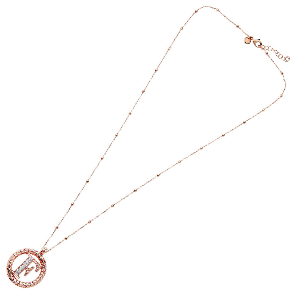 Ottaviani Collana in bronzo oro rosa con glitter argento